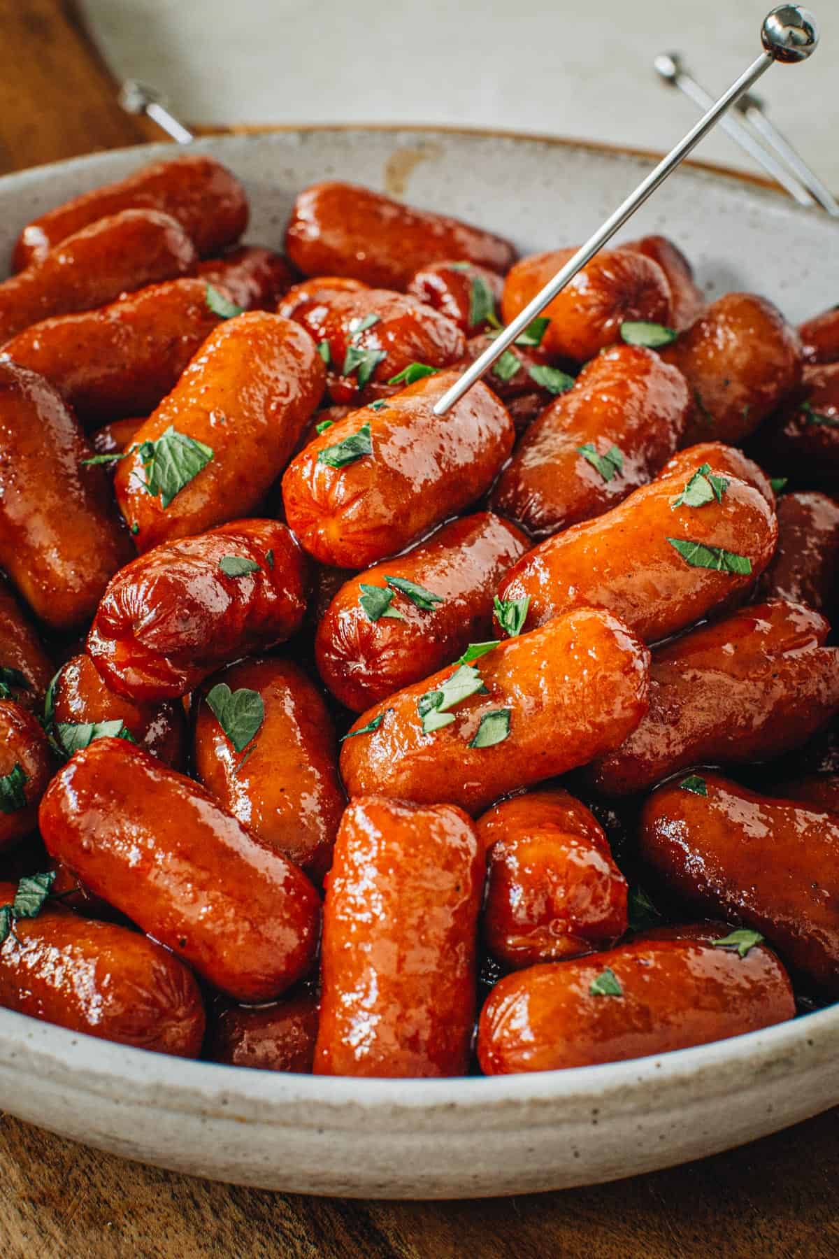 Barbecued honey and soy sausages